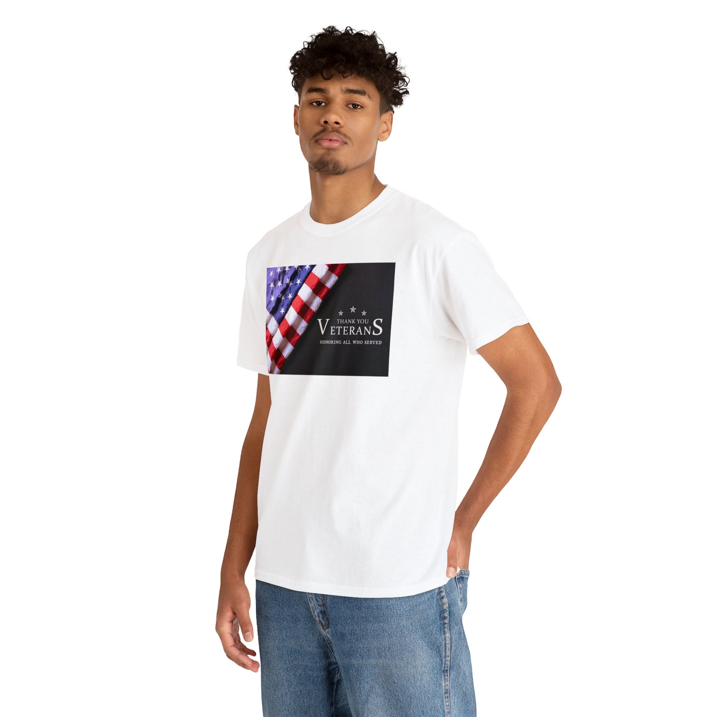 Thank You Veterans-Honoring All Who Served Unisex Heavy Cotton Tee Express Delivery in Continental US