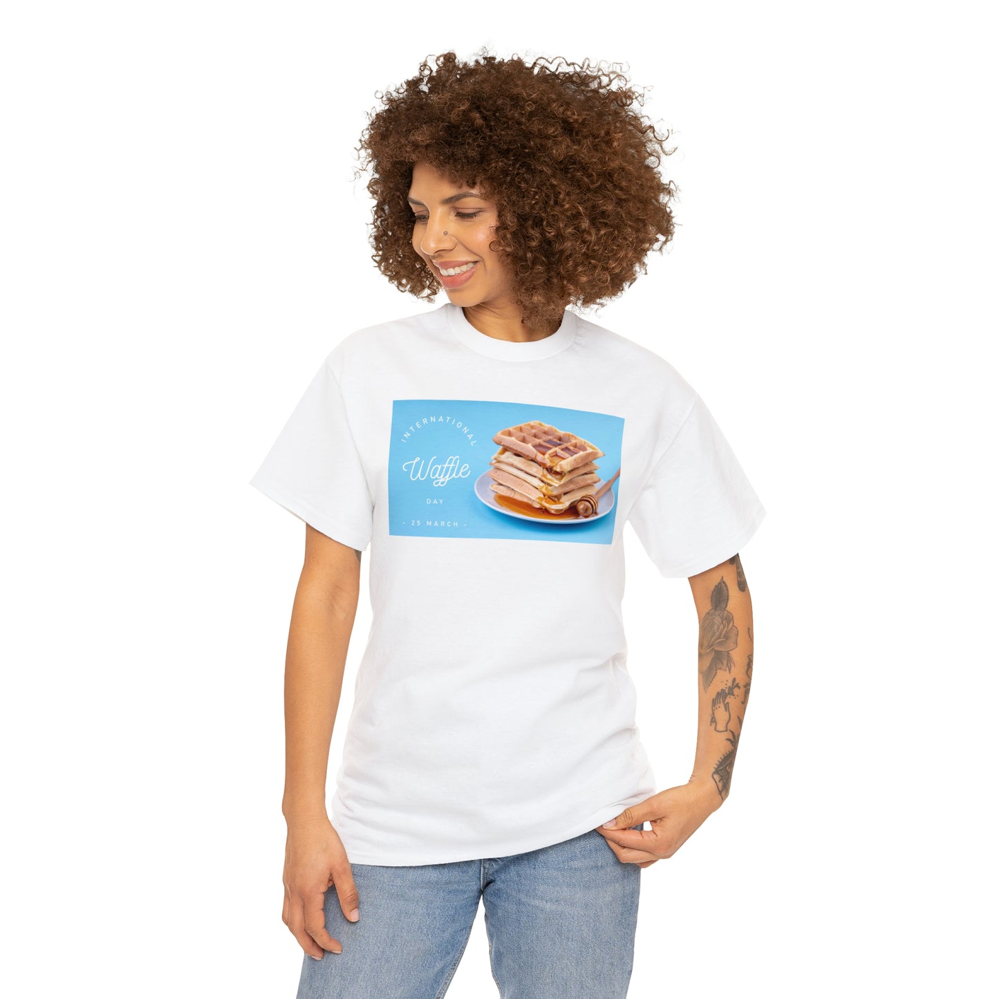National Waffle Day Unisex Heavy Cotton Tee Express Delivery in Continental US