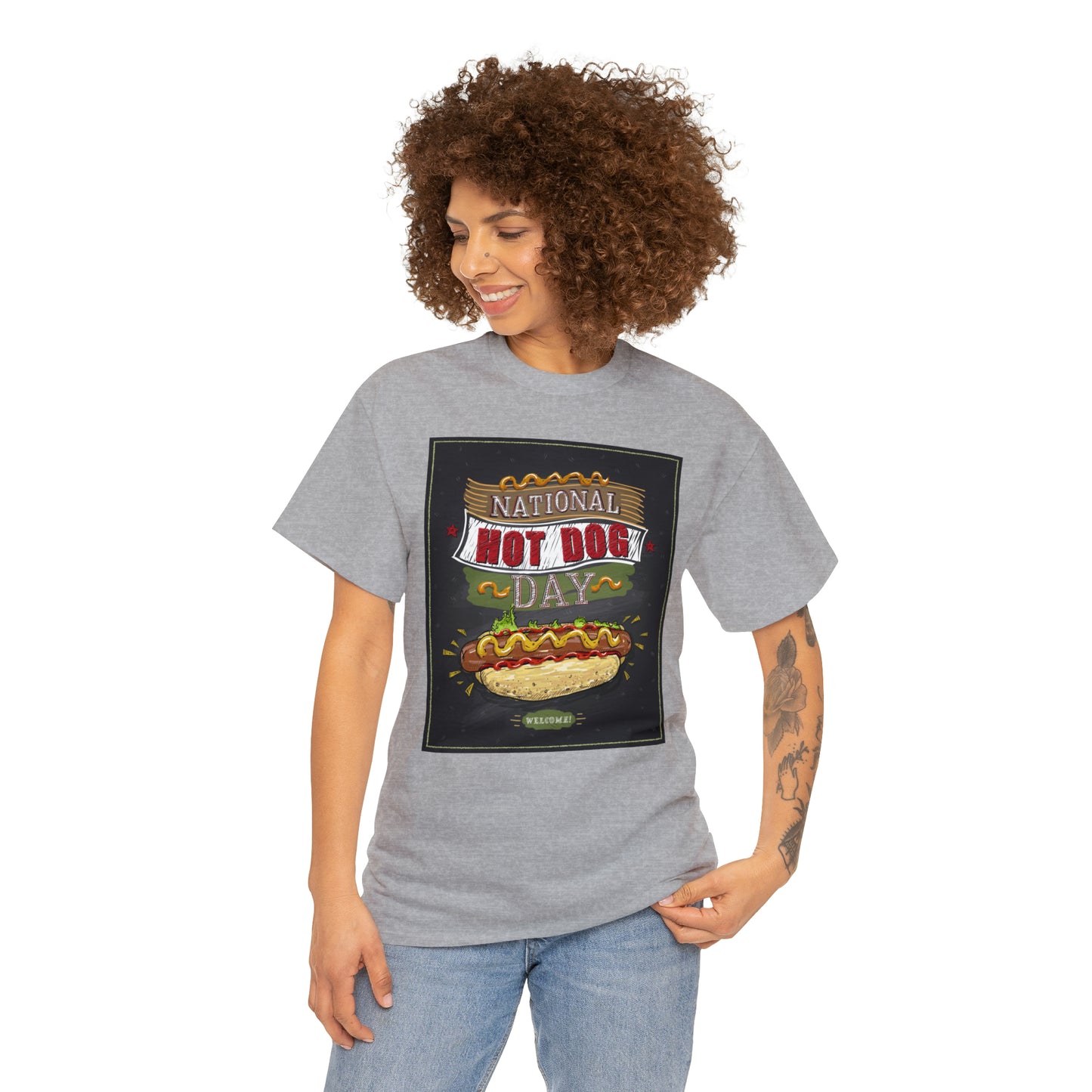 National Hot Dog Day Unisex Heavy Cotton Tee Express Delivery in Continental US