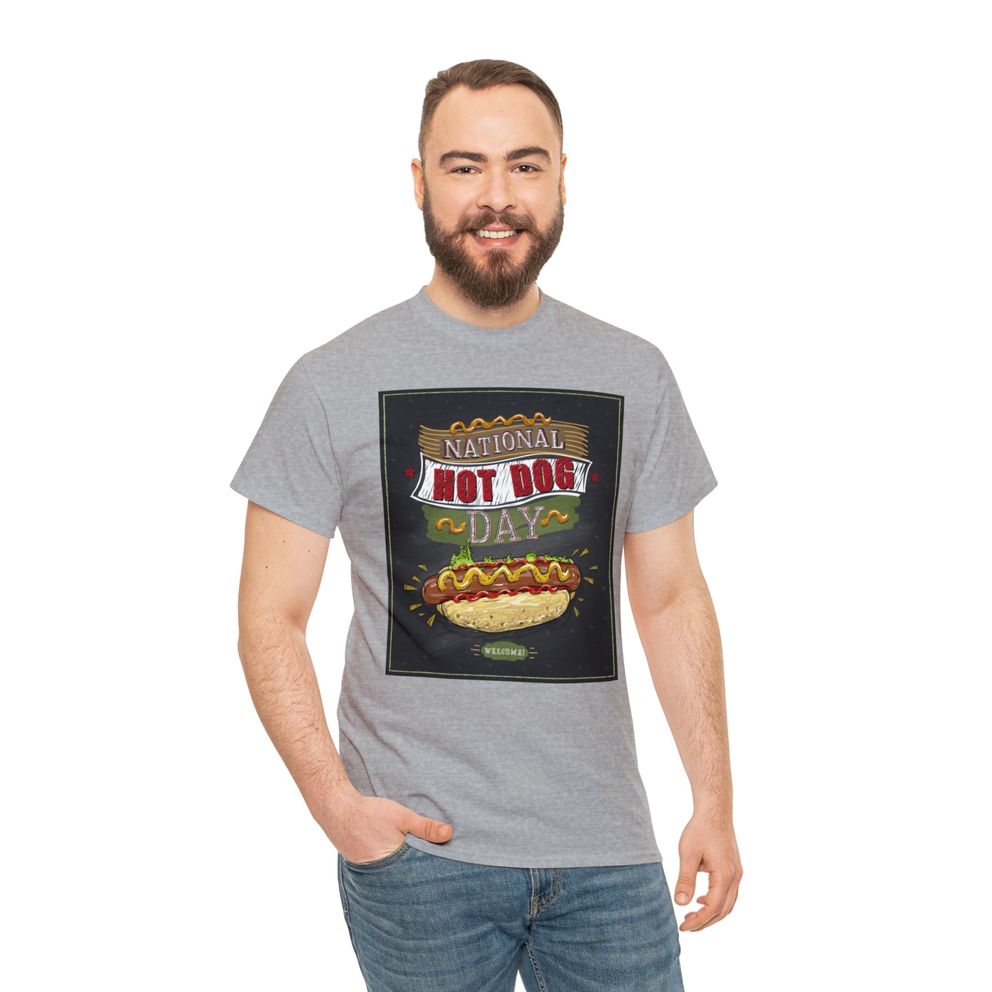 National Hot Dog Day Unisex Heavy Cotton Tee Express Delivery in Continental US