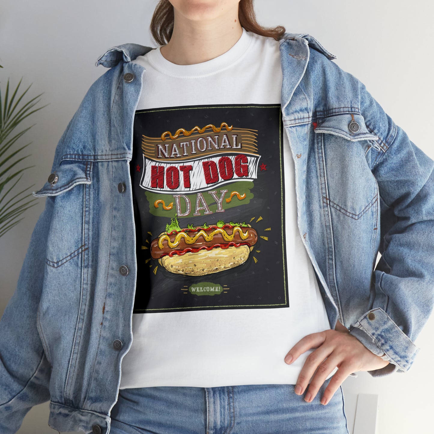 National Hot Dog Day Unisex Heavy Cotton Tee Express Delivery in Continental US