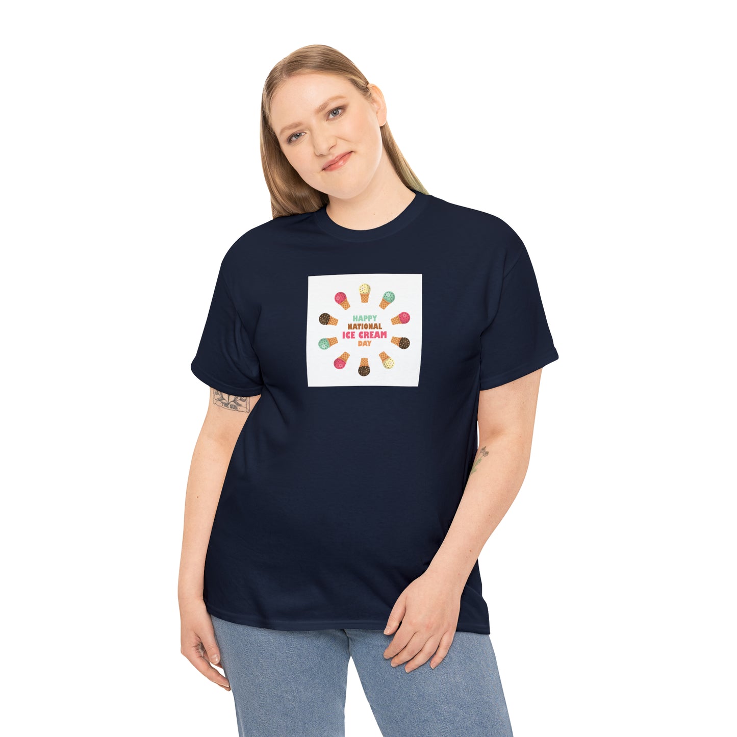Happy National Ice Cream Day Unisex Heavy Cotton Tee Express Delivery in Continental US