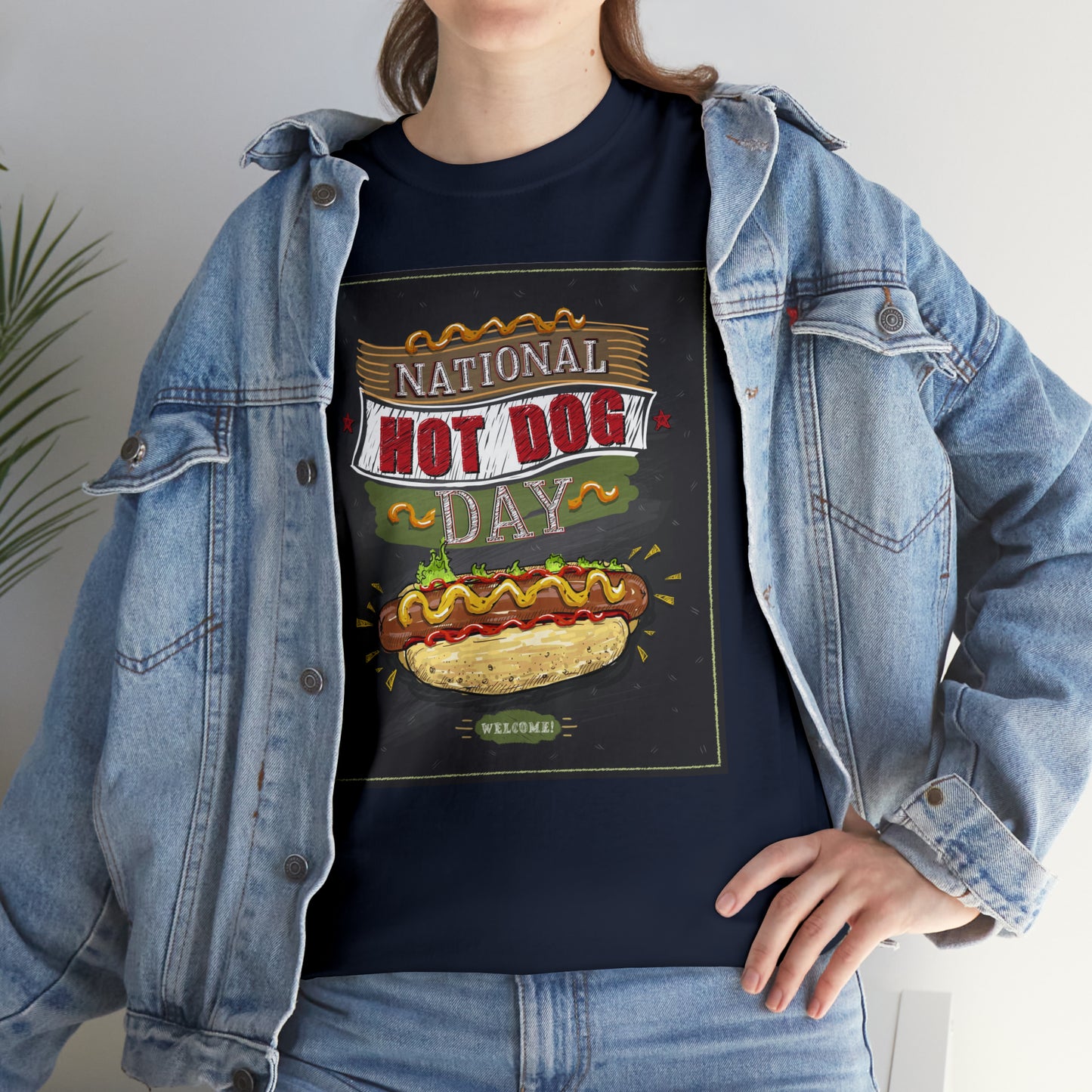 National Hot Dog Day Unisex Heavy Cotton Tee Express Delivery in Continental US