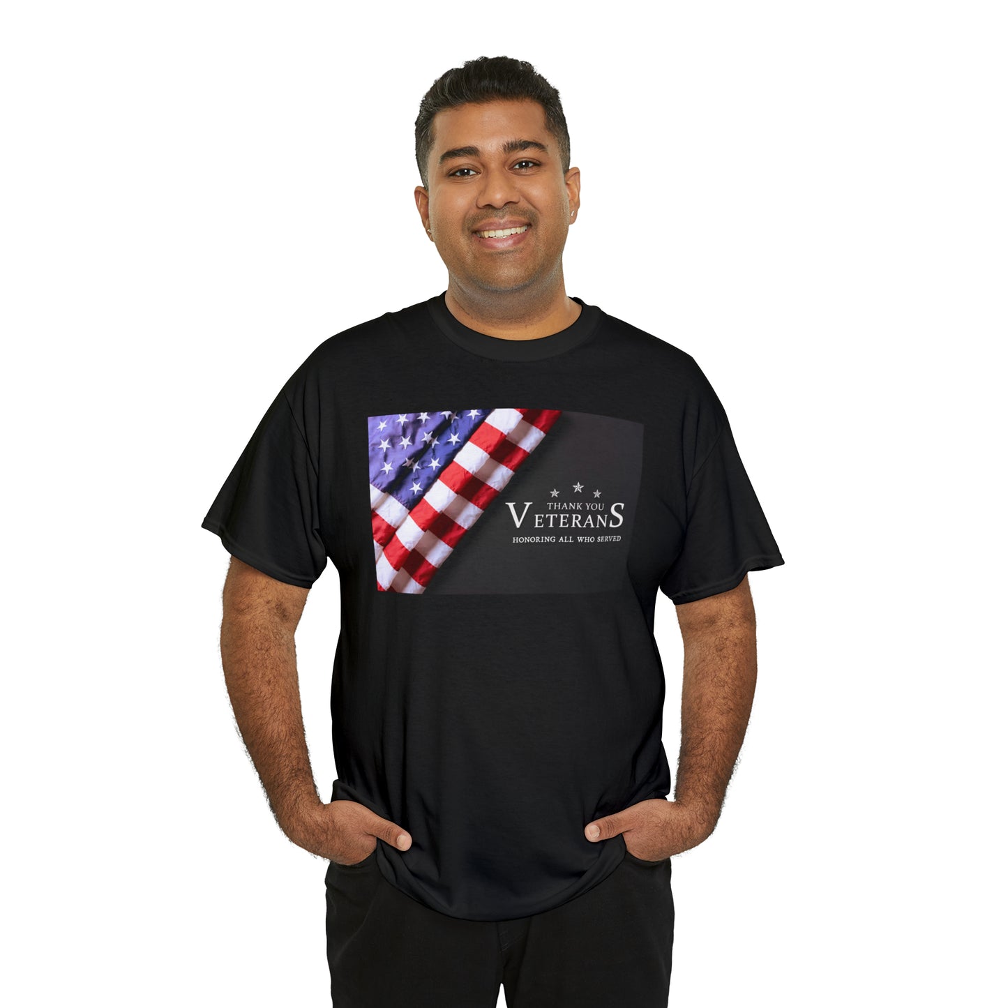 Thank You Veterans-Honoring All Who Served Unisex Heavy Cotton Tee Express Delivery in Continental US
