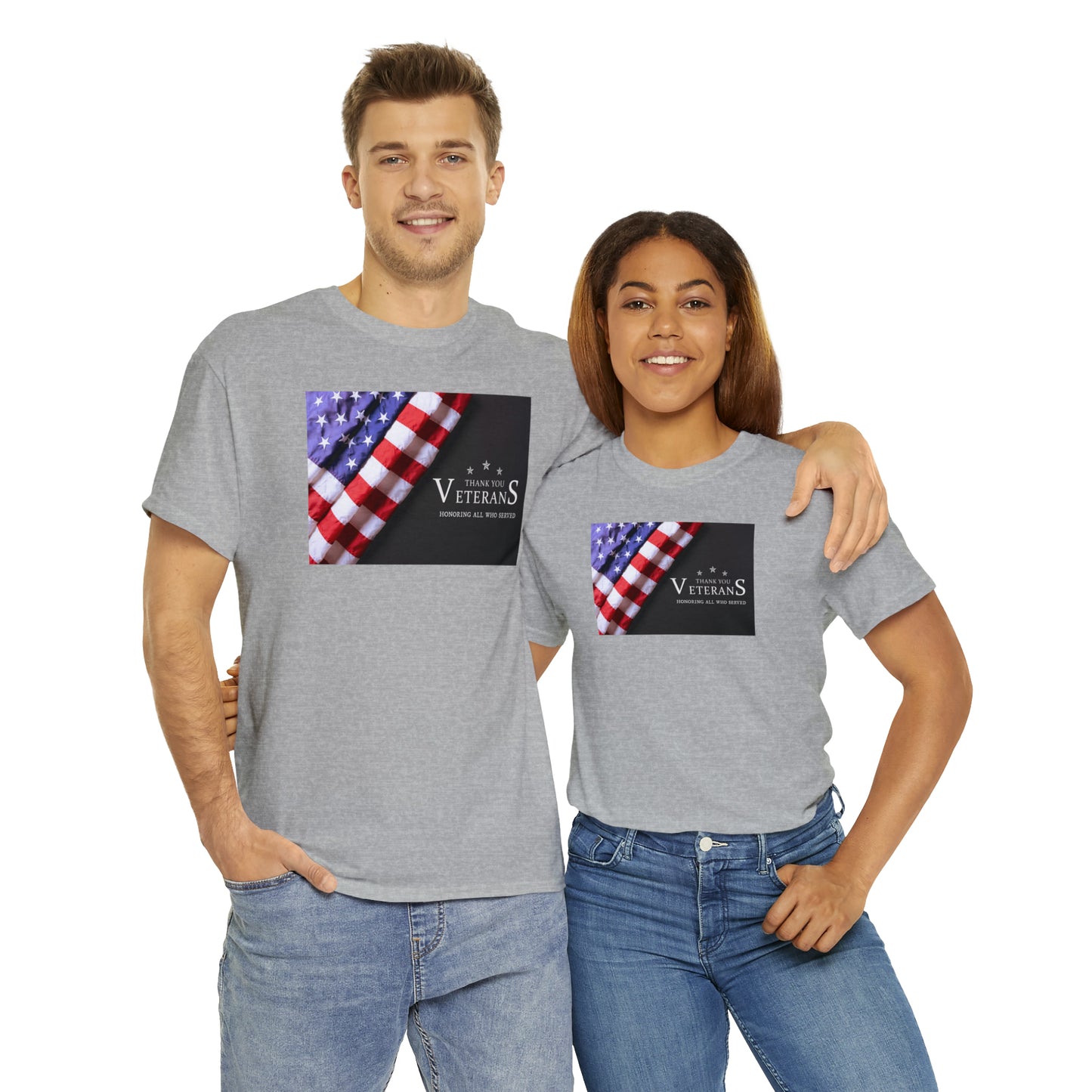 Thank You Veterans-Honoring All Who Served Unisex Heavy Cotton Tee Express Delivery in Continental US