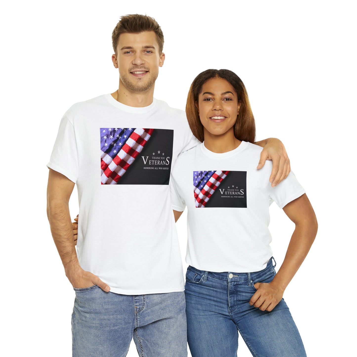 Thank You Veterans-Honoring All Who Served Unisex Heavy Cotton Tee Express Delivery in Continental US