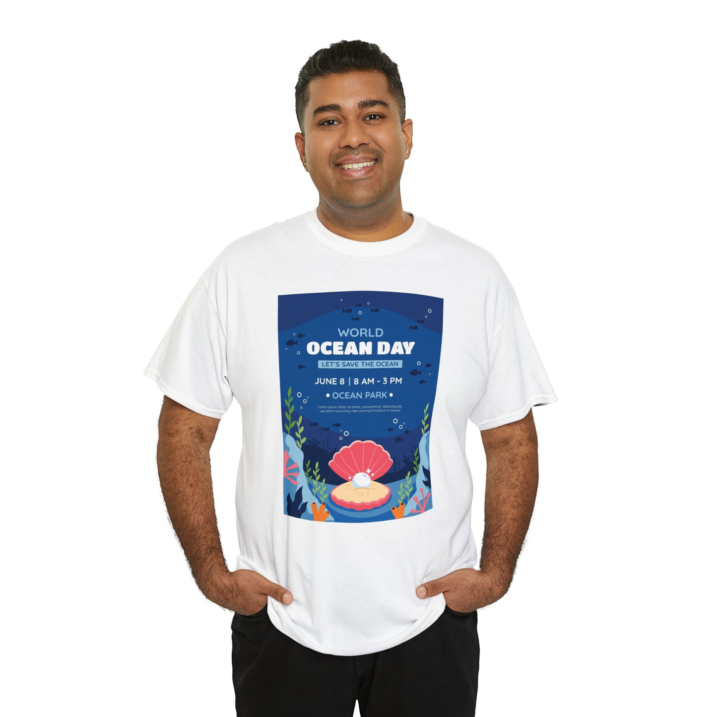 World Ocean Day Unisex Heavy Cotton Tee Express Delivery in Continental US