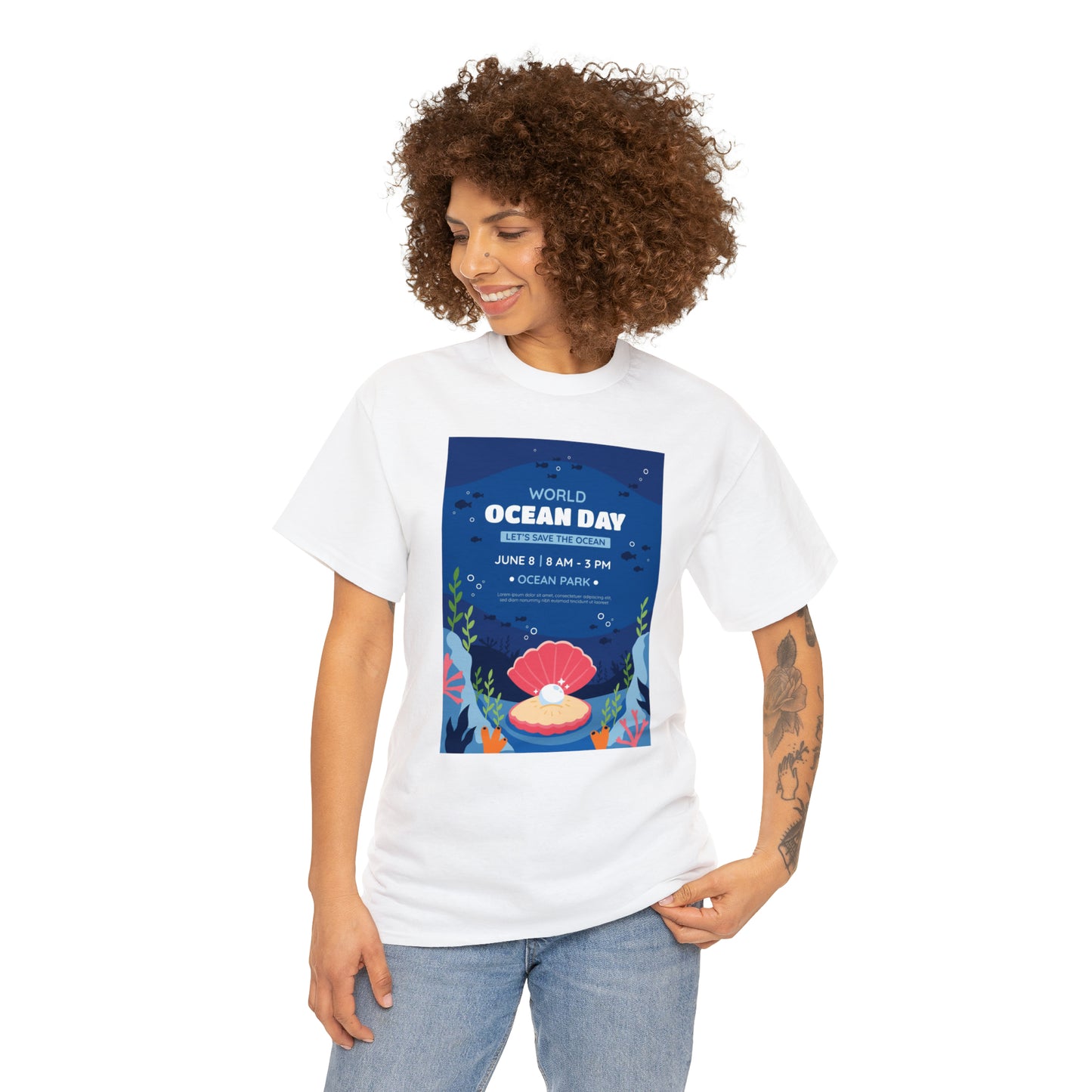 World Ocean Day Unisex Heavy Cotton Tee Express Delivery in Continental US