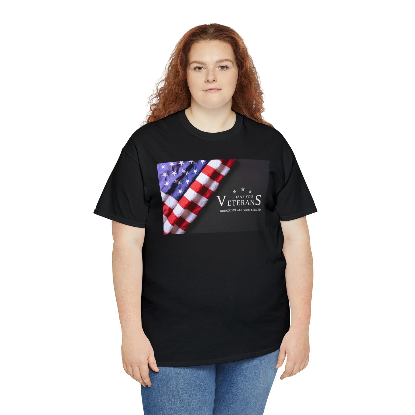 Thank You Veterans-Honoring All Who Served Unisex Heavy Cotton Tee Express Delivery in Continental US