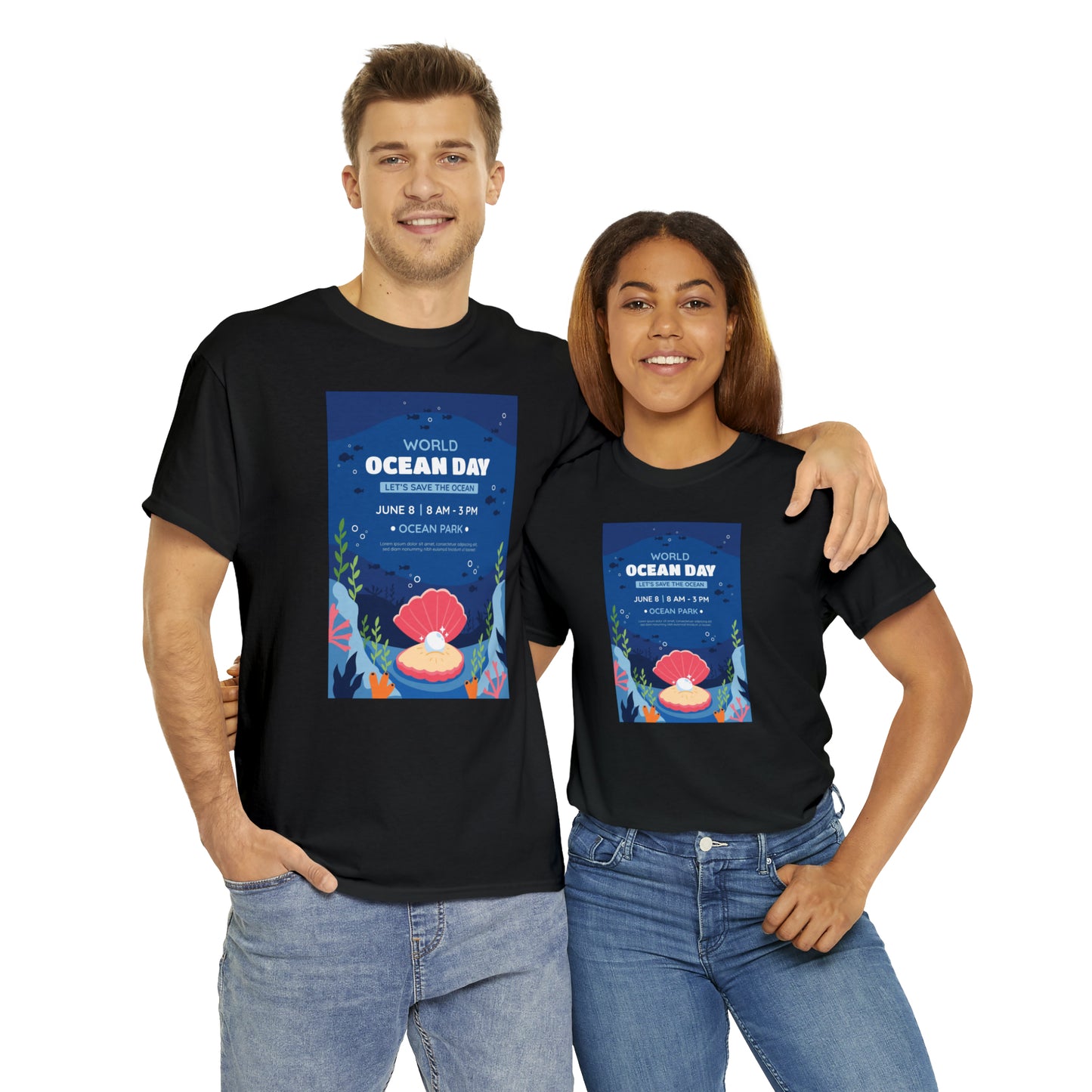 World Ocean Day Unisex Heavy Cotton Tee Express Delivery in Continental US