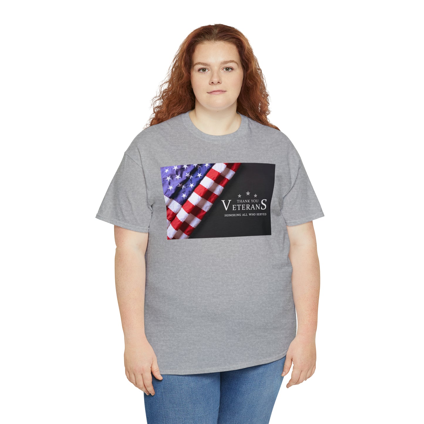 Thank You Veterans-Honoring All Who Served Unisex Heavy Cotton Tee Express Delivery in Continental US