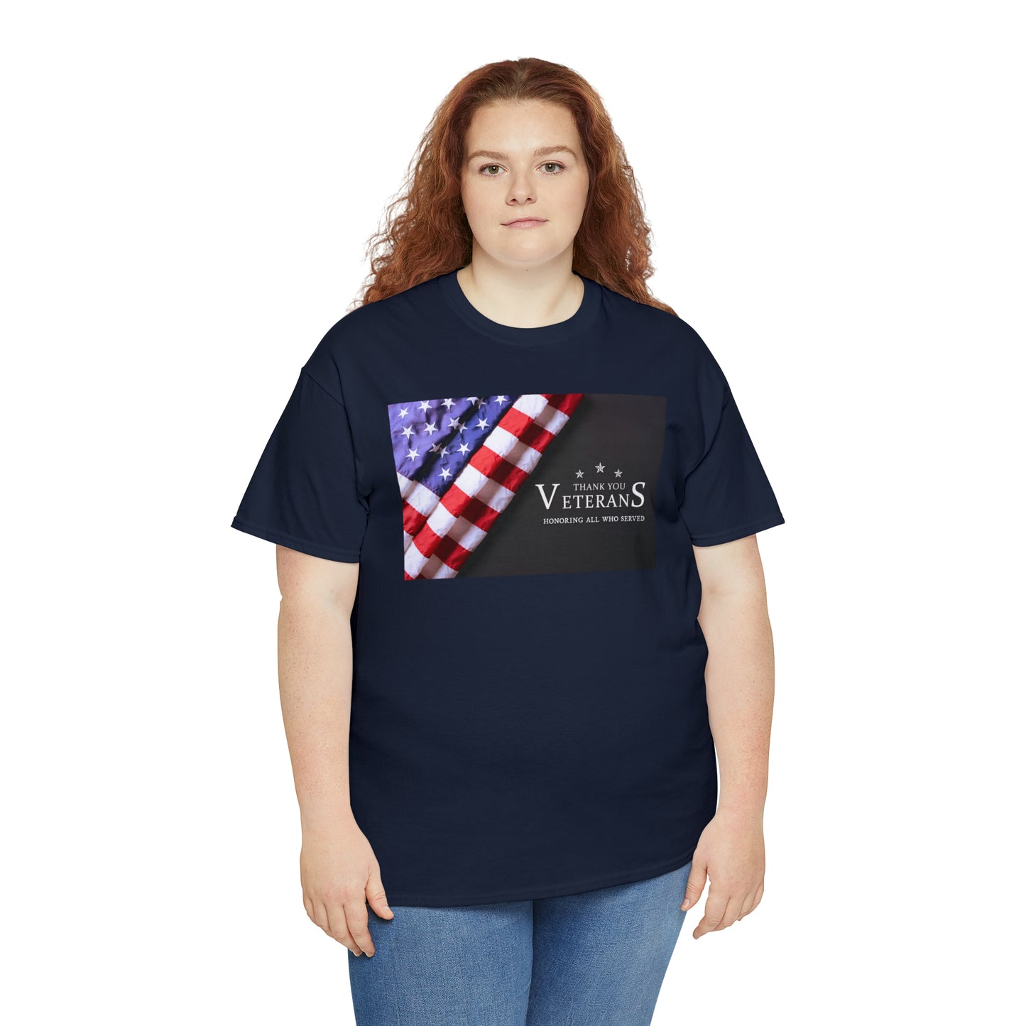 Thank You Veterans-Honoring All Who Served Unisex Heavy Cotton Tee Express Delivery in Continental US