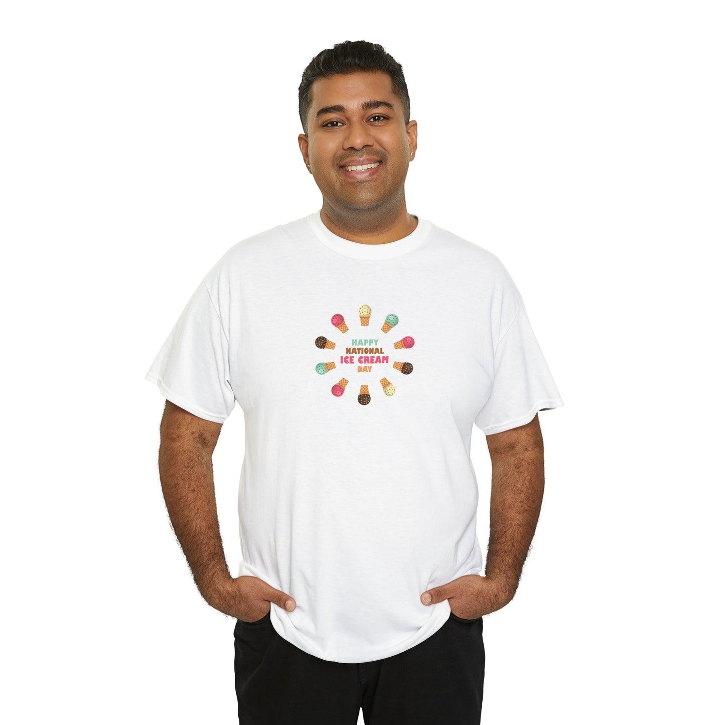 Happy National Ice Cream Day Unisex Heavy Cotton Tee Express Delivery in Continental US