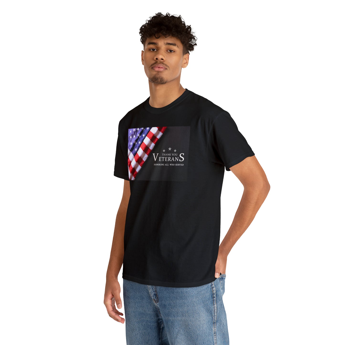Thank You Veterans-Honoring All Who Served Unisex Heavy Cotton Tee Express Delivery in Continental US