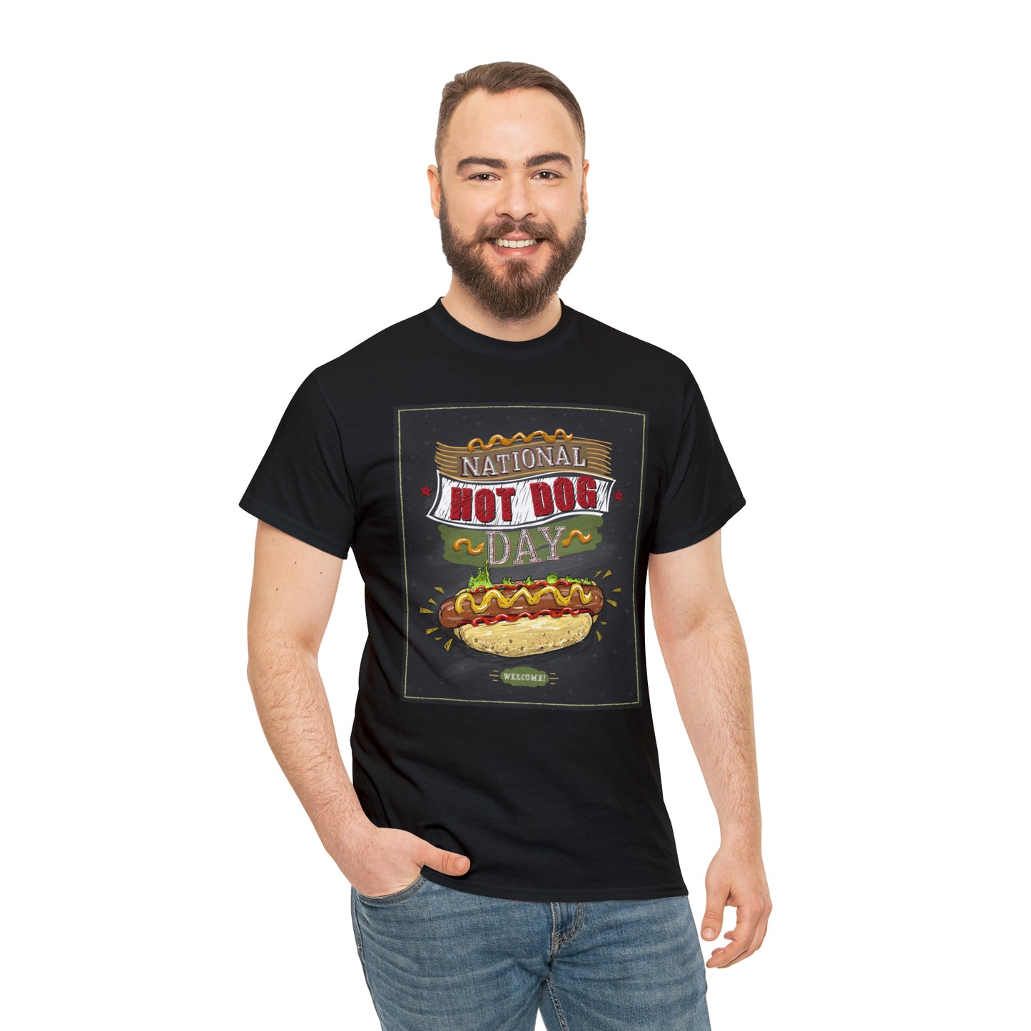 National Hot Dog Day Unisex Heavy Cotton Tee Express Delivery in Continental US