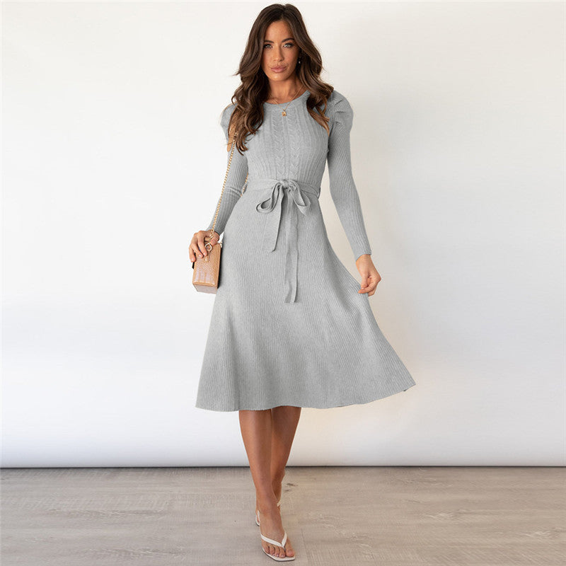 Temperament Was Thin, High-waisted Large-length Dress, Base Sweater Skirt