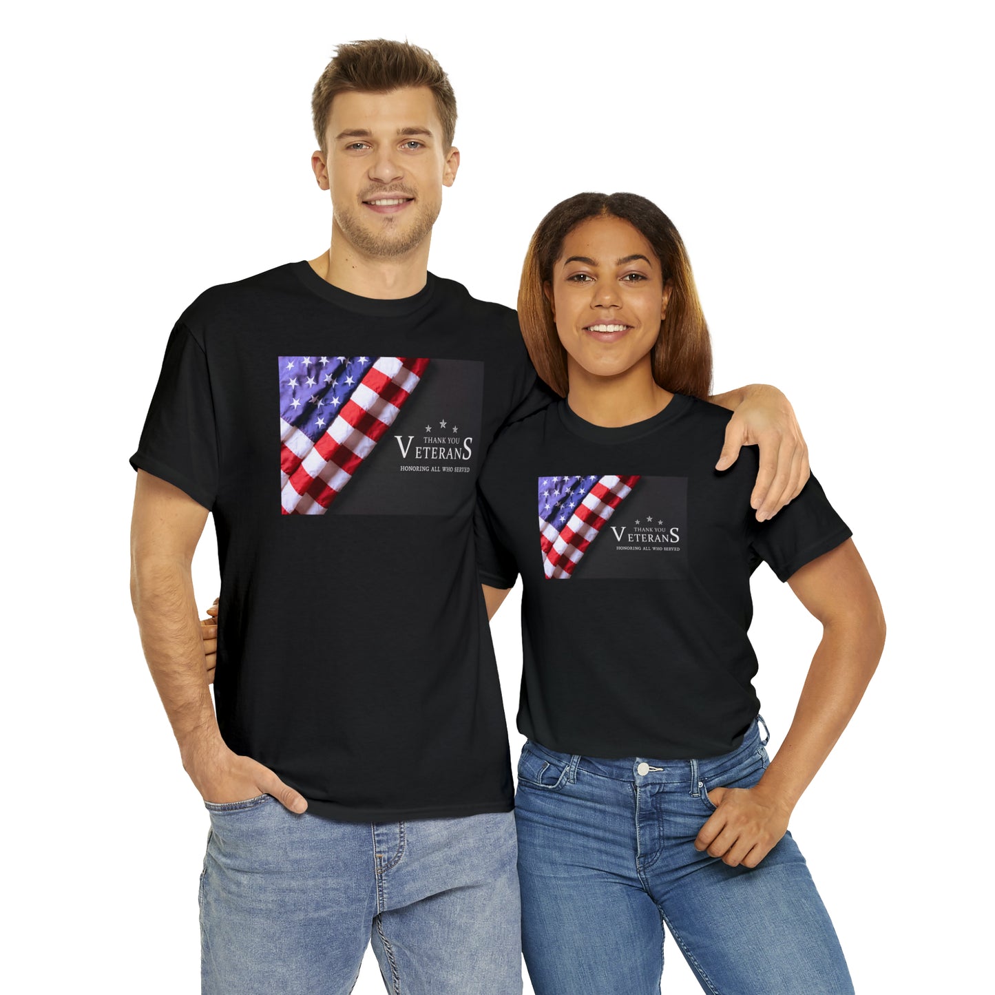 Thank You Veterans-Honoring All Who Served Unisex Heavy Cotton Tee Express Delivery in Continental US
