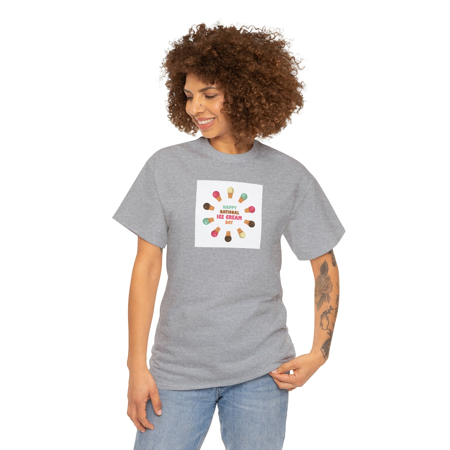 Happy National Ice Cream Day Unisex Heavy Cotton Tee Express Delivery in Continental US