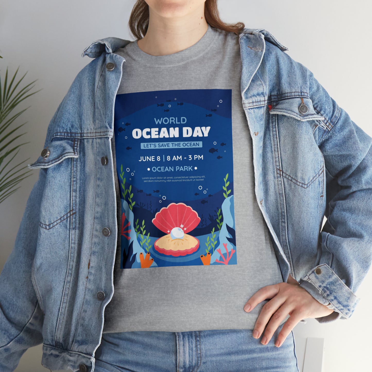 World Ocean Day Unisex Heavy Cotton Tee Express Delivery in Continental US