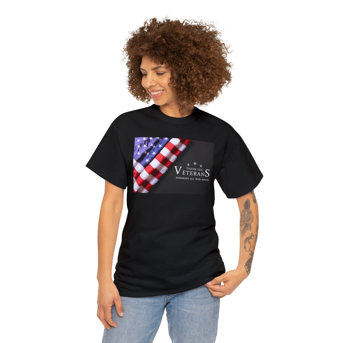 Thank You Veterans-Honoring All Who Served Unisex Heavy Cotton Tee Express Delivery in Continental US