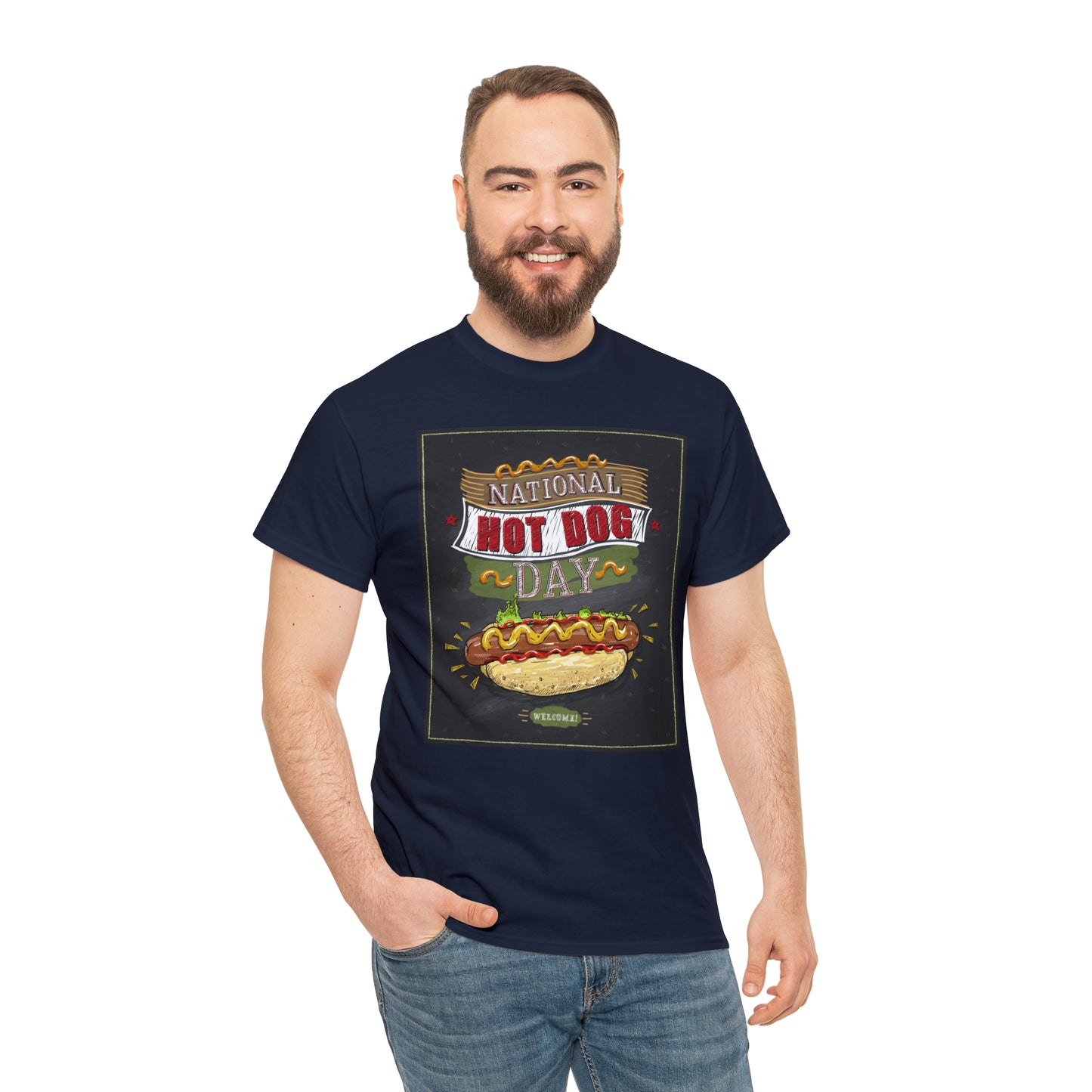 National Hot Dog Day Unisex Heavy Cotton Tee Express Delivery in Continental US