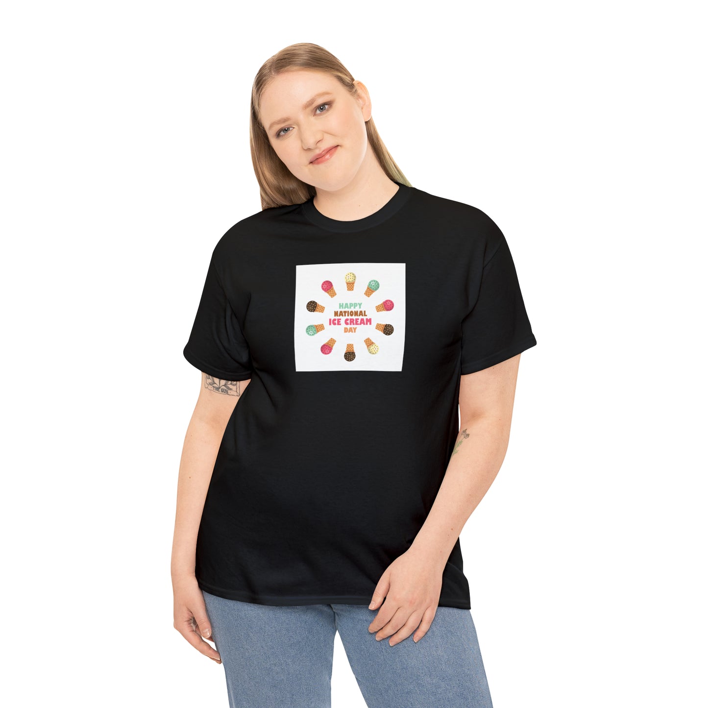 Happy National Ice Cream Day Unisex Heavy Cotton Tee Express Delivery in Continental US