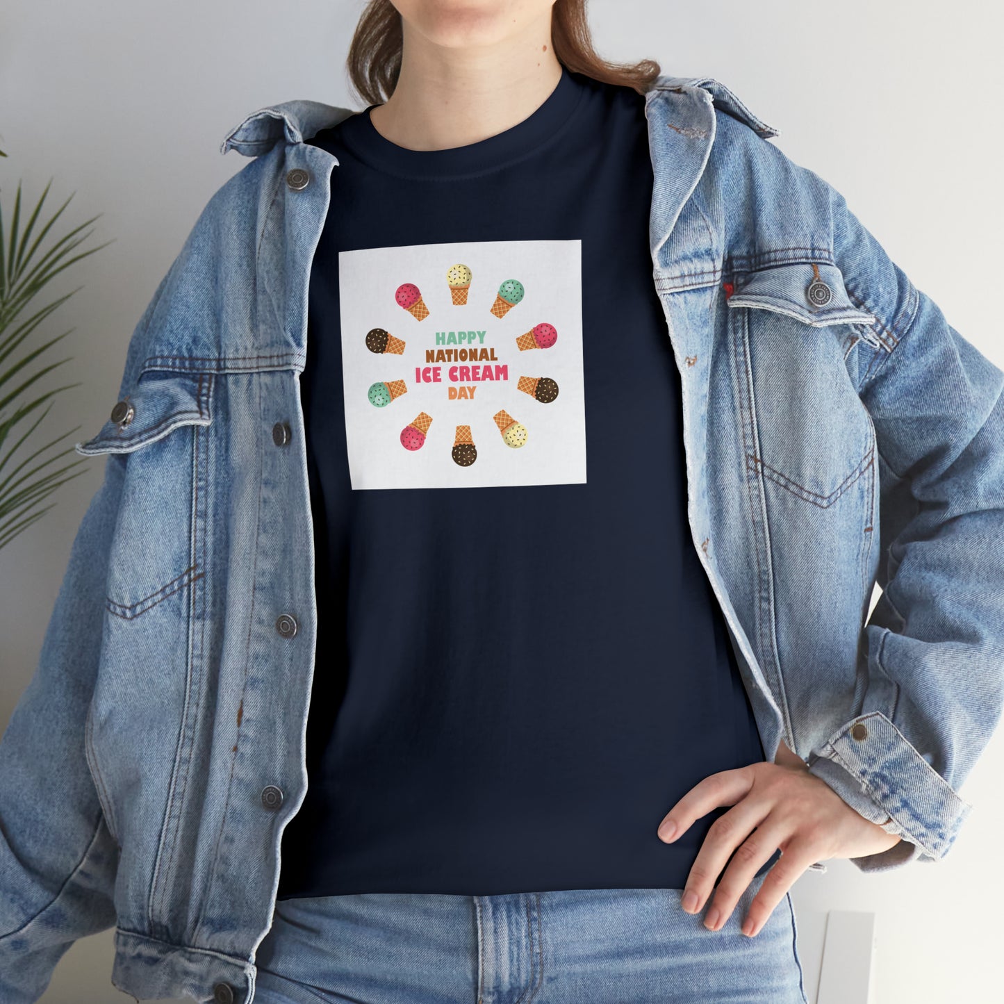 Happy National Ice Cream Day Unisex Heavy Cotton Tee Express Delivery in Continental US