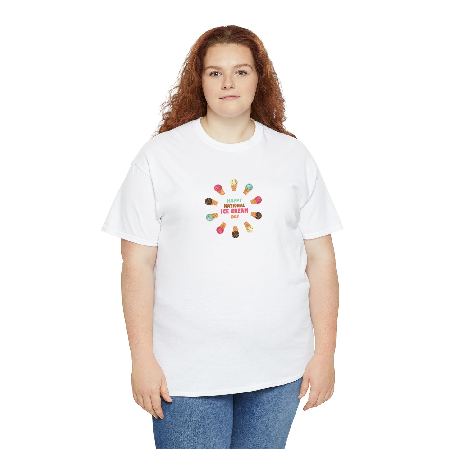 Happy National Ice Cream Day Unisex Heavy Cotton Tee Express Delivery in Continental US