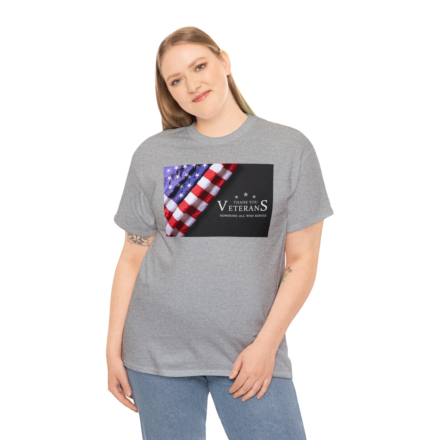 Thank You Veterans-Honoring All Who Served Unisex Heavy Cotton Tee Express Delivery in Continental US