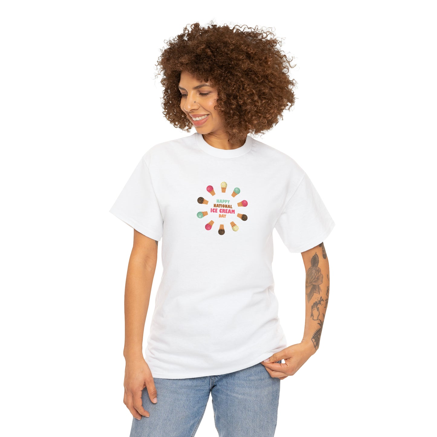 Happy National Ice Cream Day Unisex Heavy Cotton Tee Express Delivery in Continental US