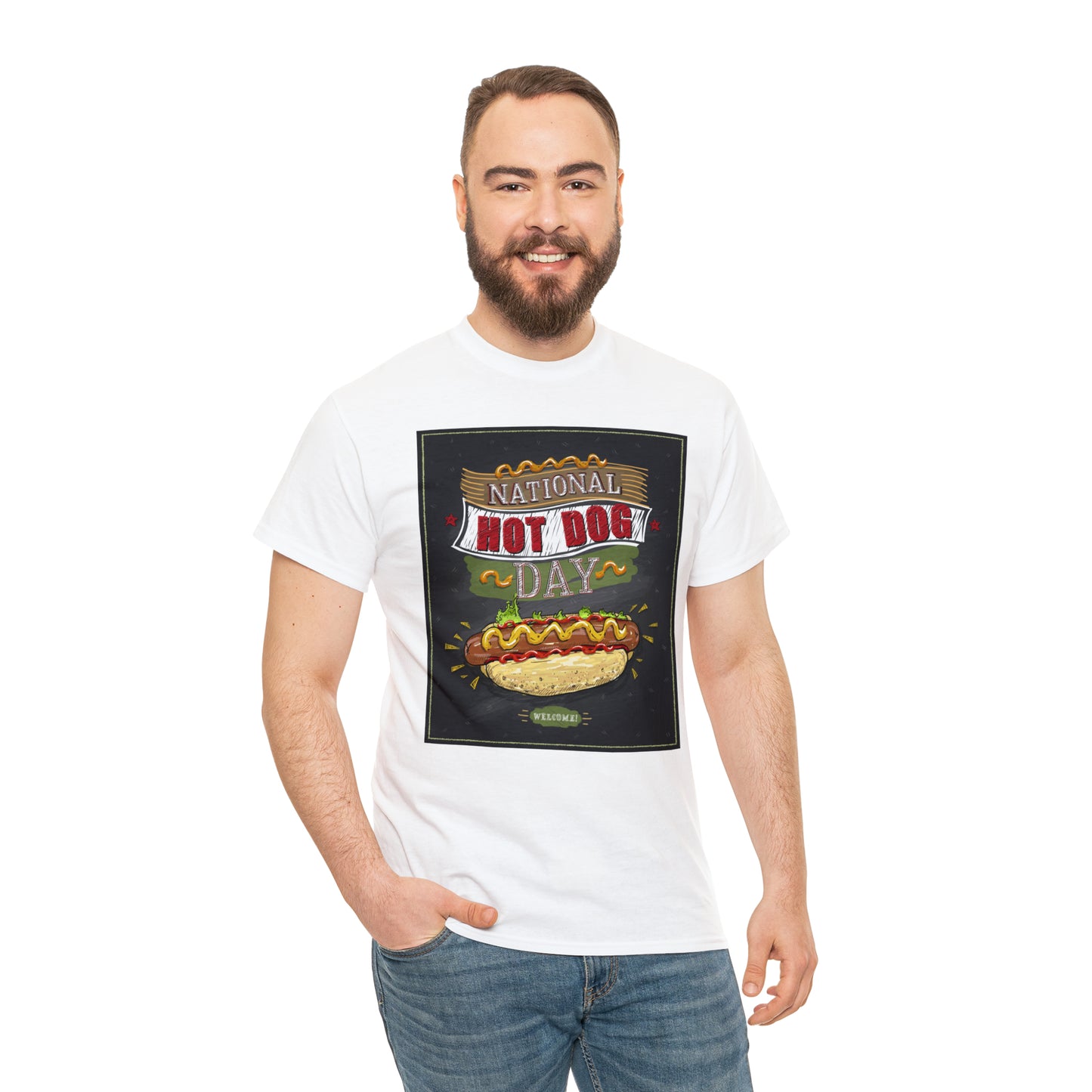 National Hot Dog Day Unisex Heavy Cotton Tee Express Delivery in Continental US