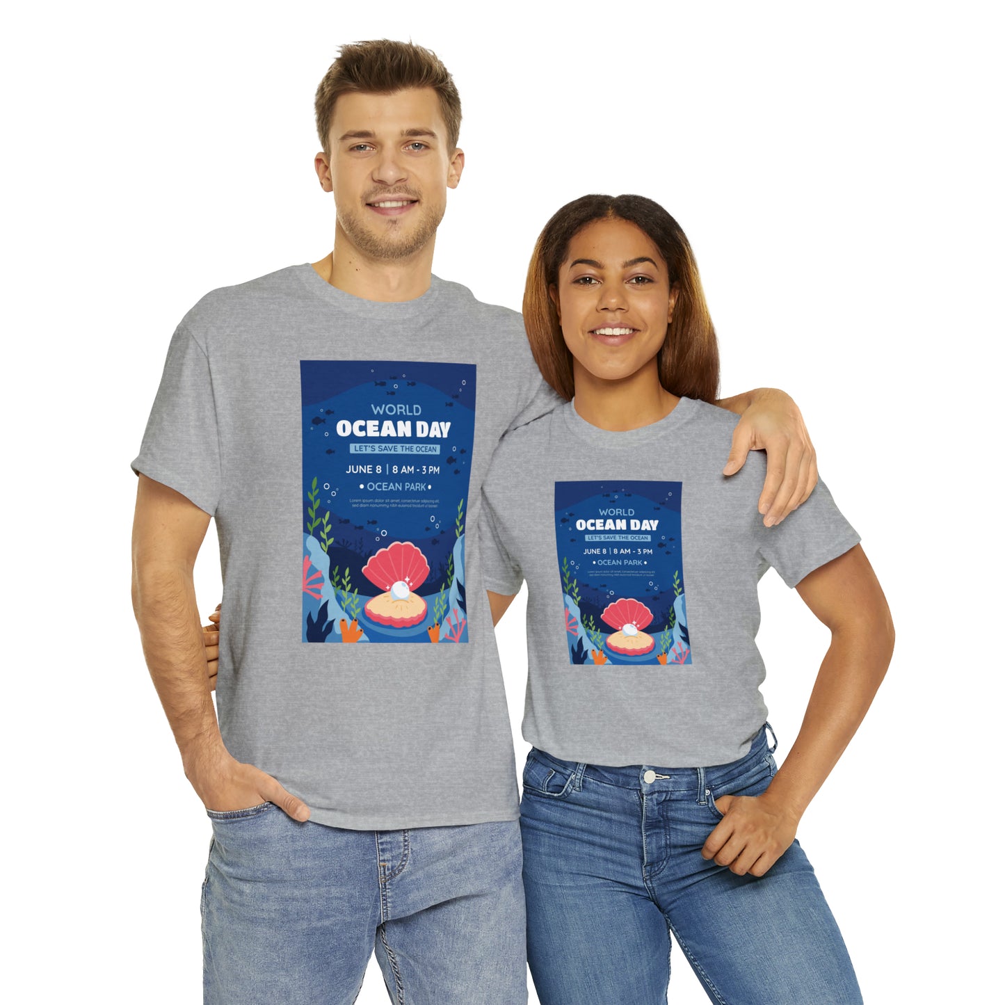 World Ocean Day Unisex Heavy Cotton Tee Express Delivery in Continental US
