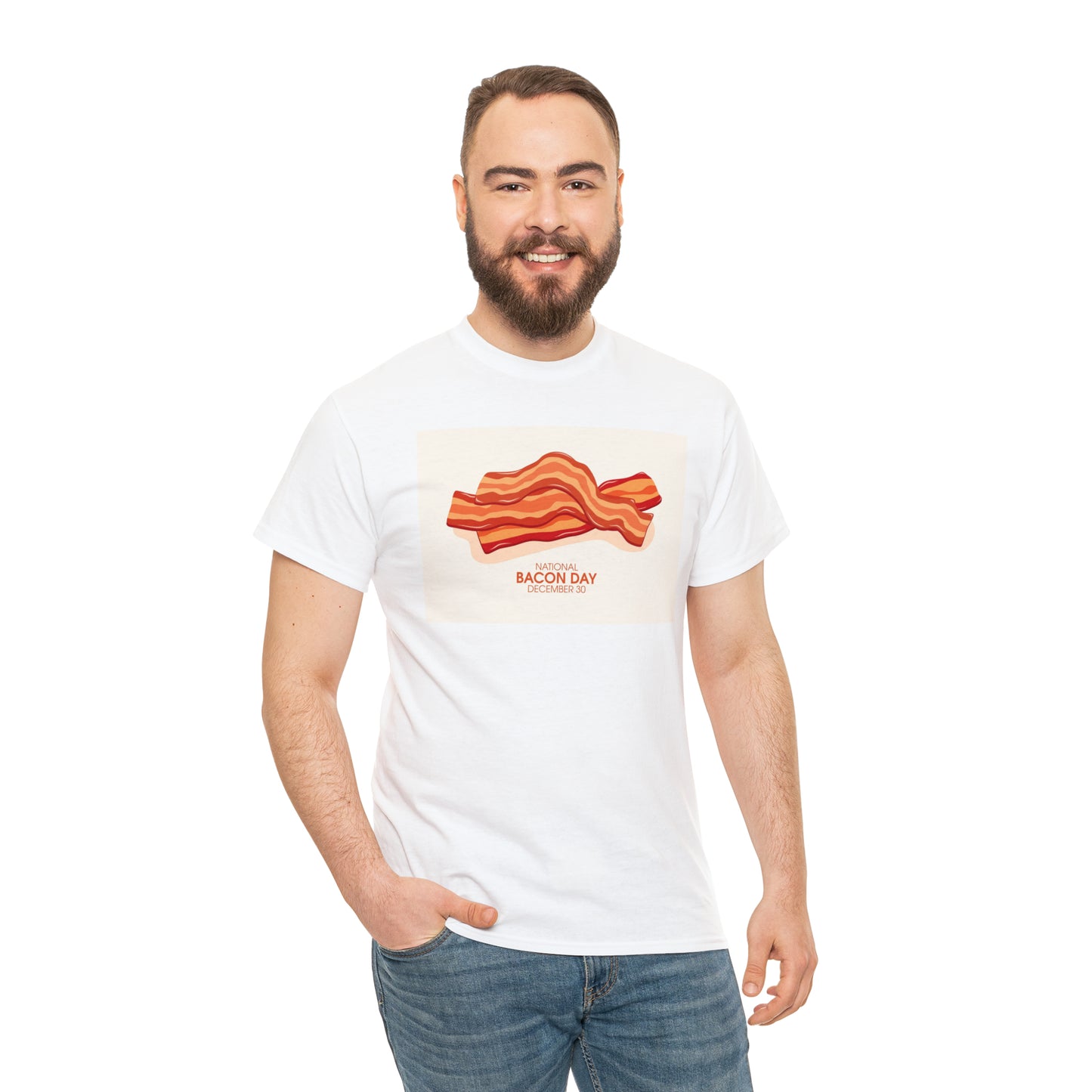 National Bacon Day Unisex Heavy Cotton Tee Express Delivery in Continental US