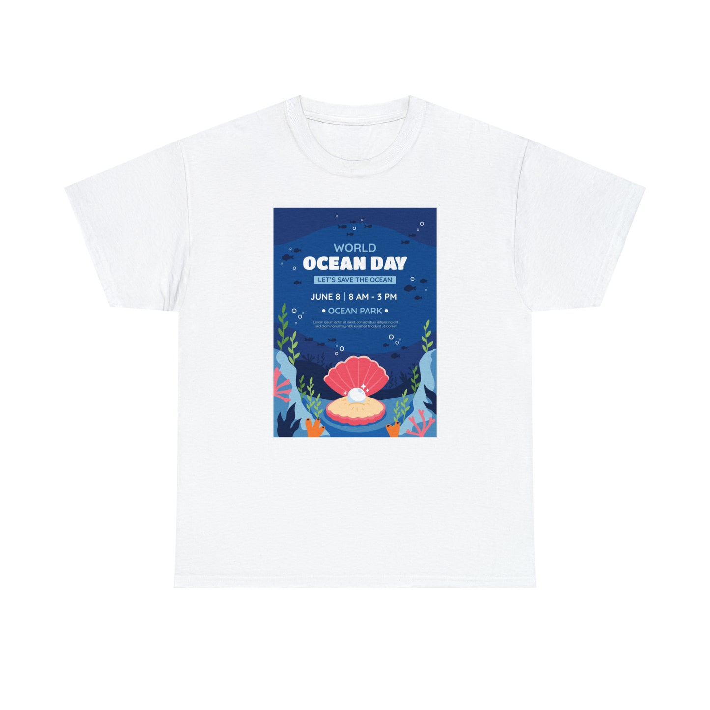 World Ocean Day Unisex Heavy Cotton Tee Express Delivery in Continental US