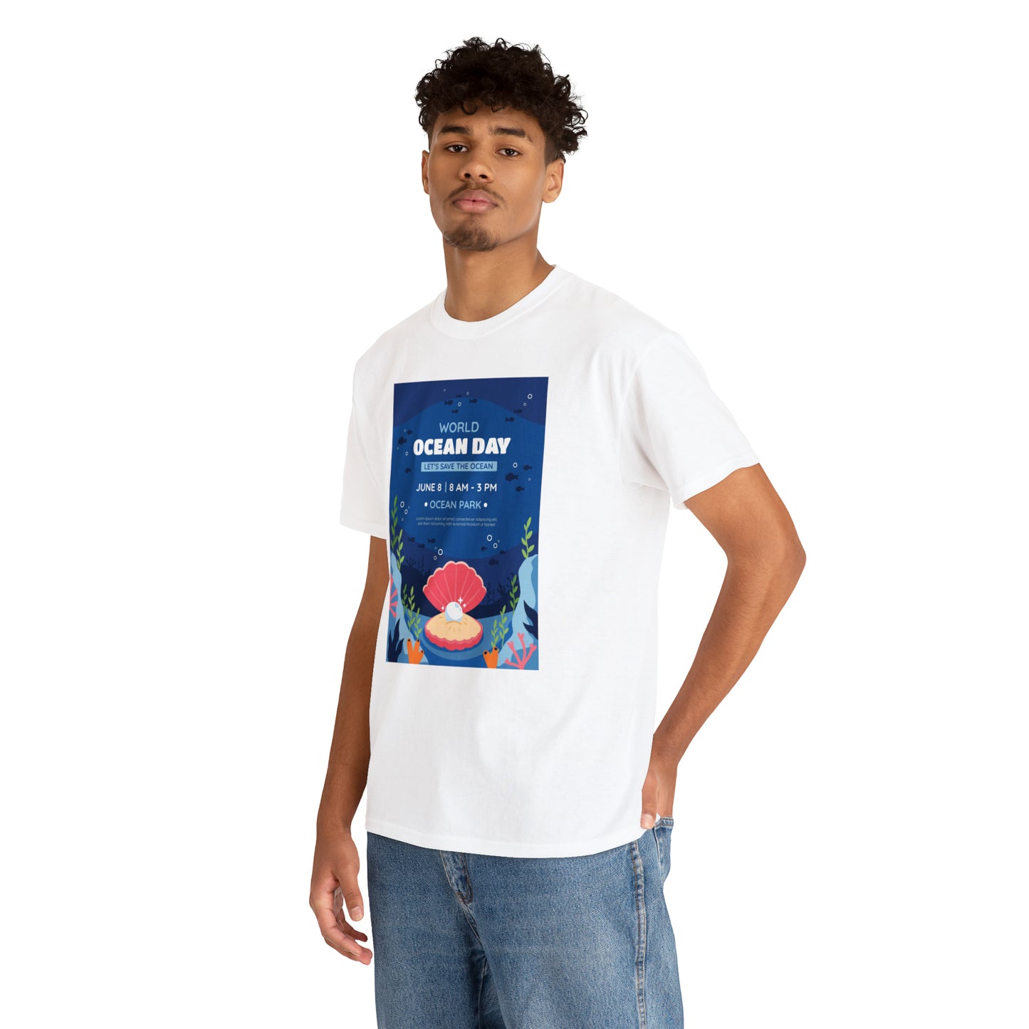 World Ocean Day Unisex Heavy Cotton Tee Express Delivery in Continental US