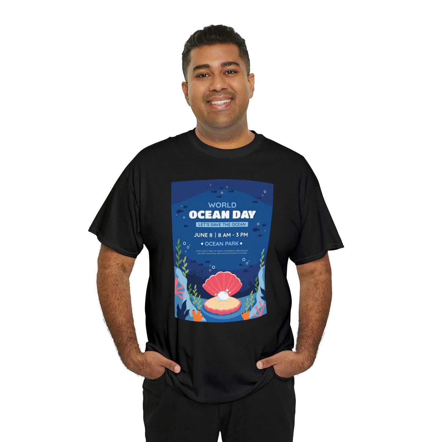 World Ocean Day Unisex Heavy Cotton Tee Express Delivery in Continental US