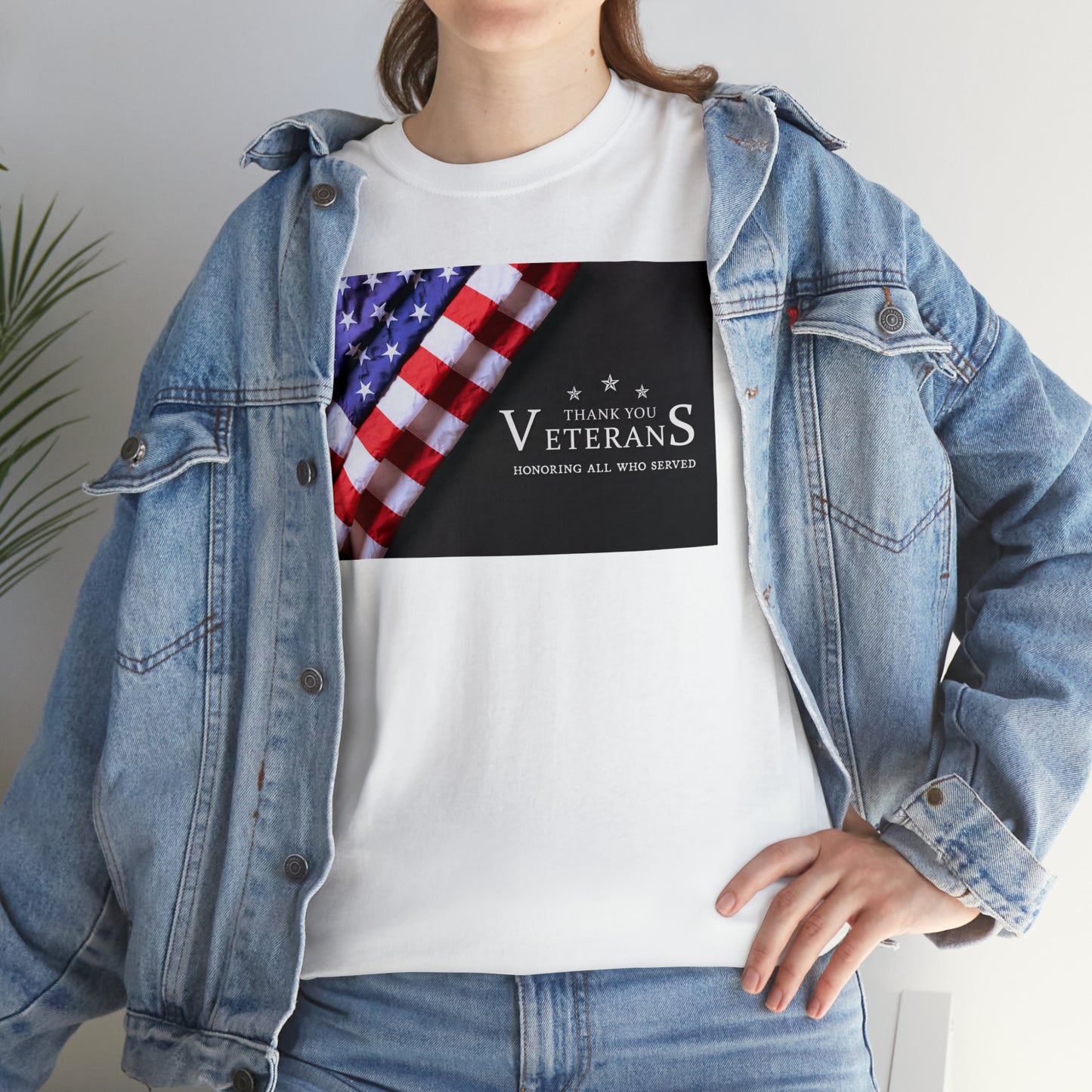 Thank You Veterans-Honoring All Who Served Unisex Heavy Cotton Tee Express Delivery in Continental US