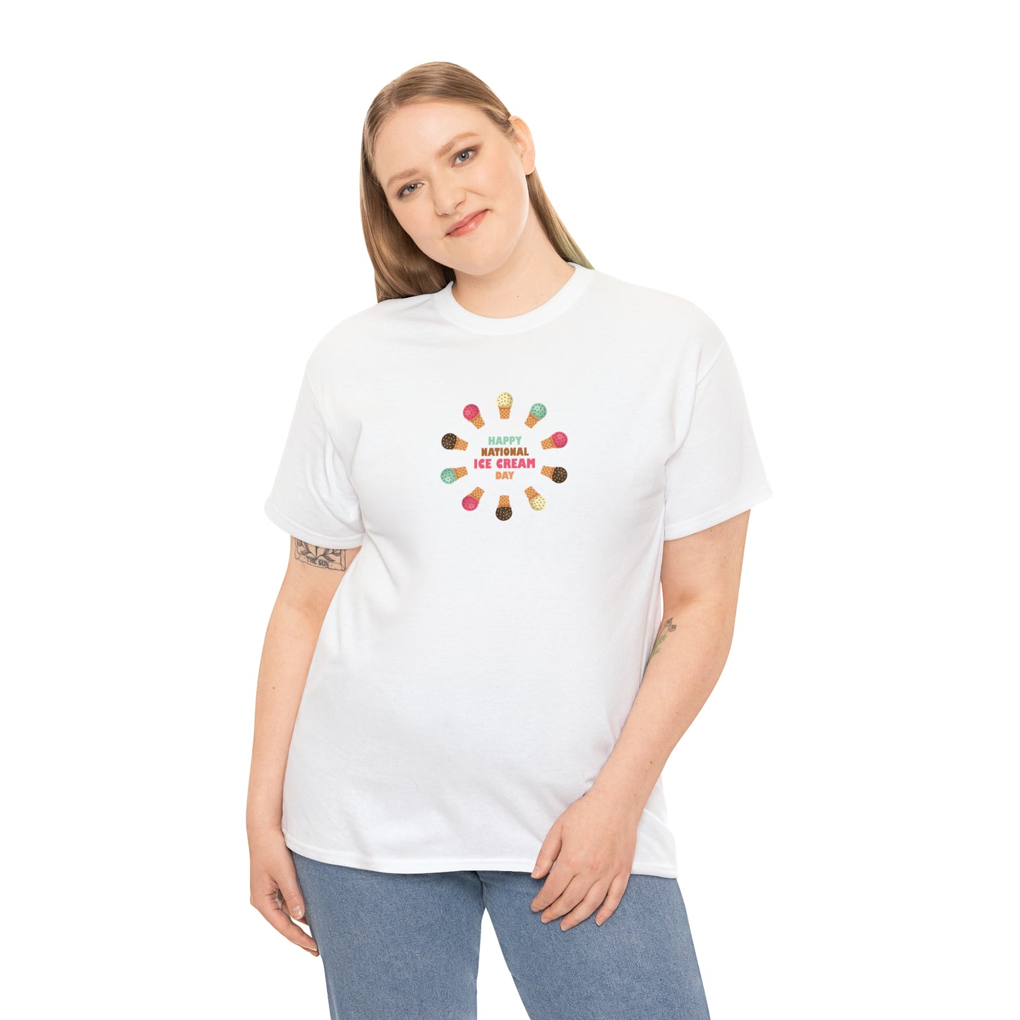 Happy National Ice Cream Day Unisex Heavy Cotton Tee Express Delivery in Continental US