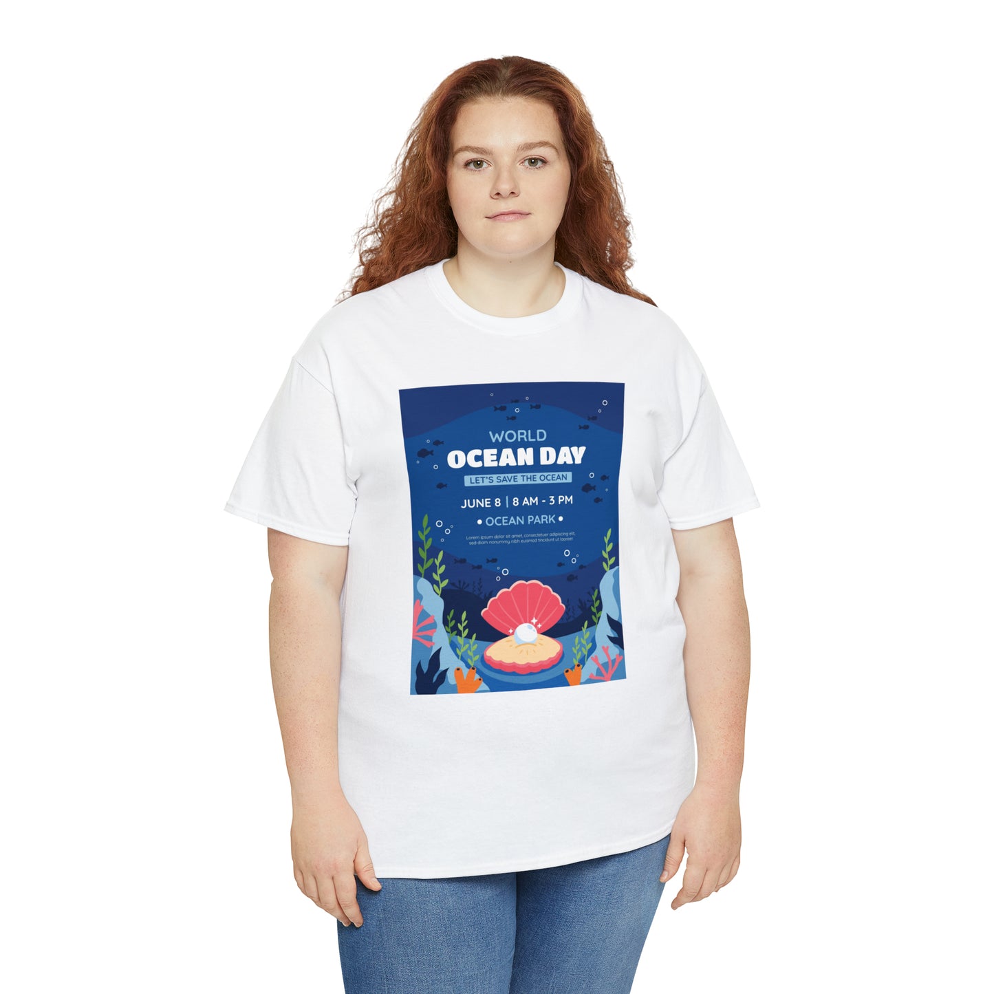 World Ocean Day Unisex Heavy Cotton Tee Express Delivery in Continental US