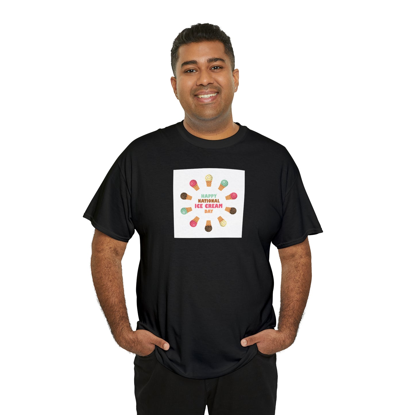 Happy National Ice Cream Day Unisex Heavy Cotton Tee Express Delivery in Continental US