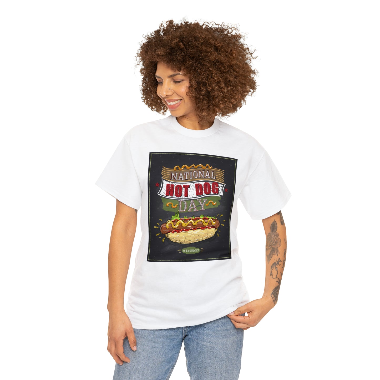 National Hot Dog Day Unisex Heavy Cotton Tee Express Delivery in Continental US