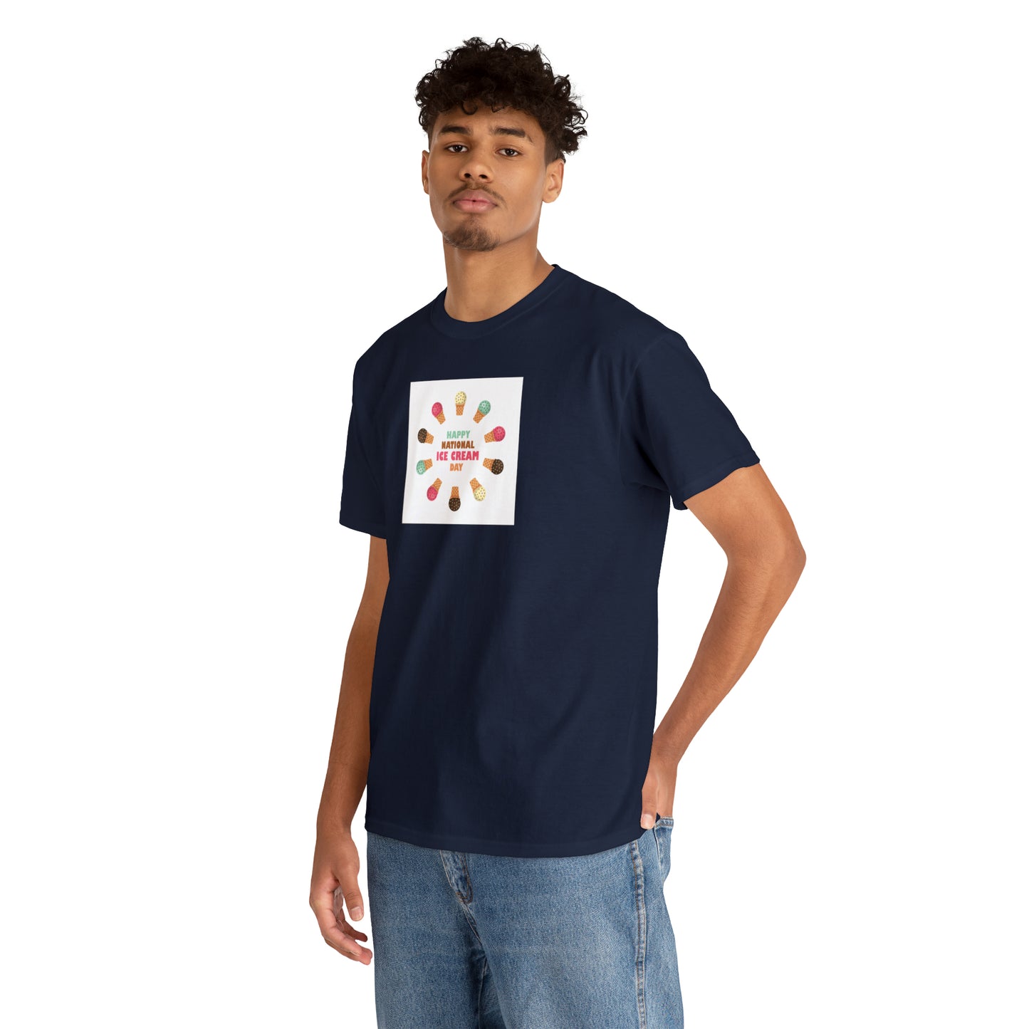 Happy National Ice Cream Day Unisex Heavy Cotton Tee Express Delivery in Continental US