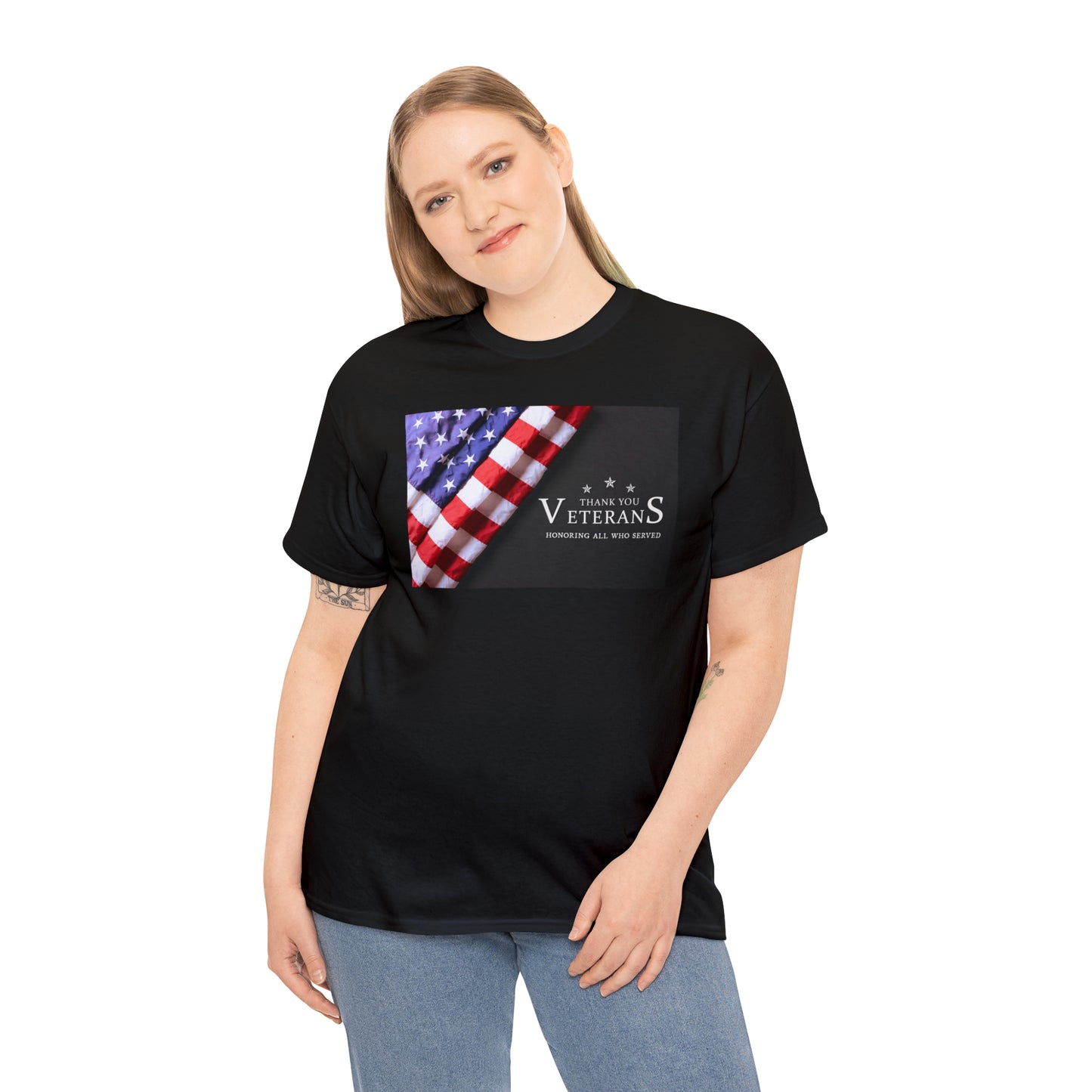 Thank You Veterans-Honoring All Who Served Unisex Heavy Cotton Tee Express Delivery in Continental US