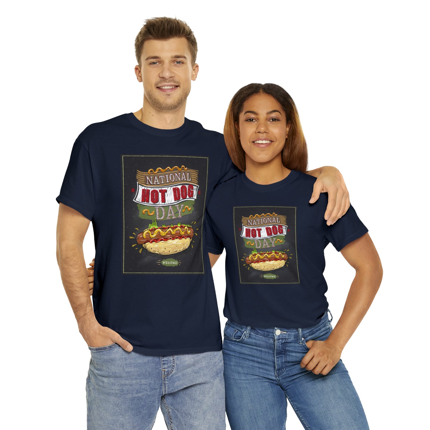National Hot Dog Day Unisex Heavy Cotton Tee Express Delivery in Continental US