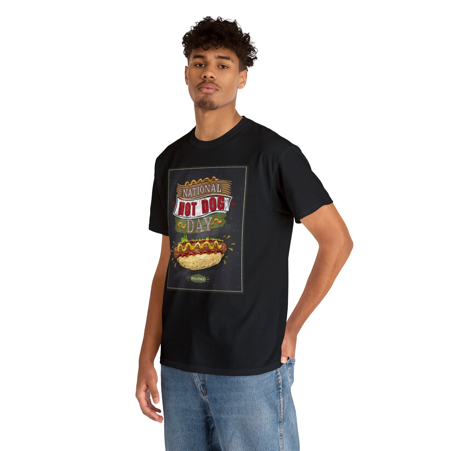 National Hot Dog Day Unisex Heavy Cotton Tee Express Delivery in Continental US