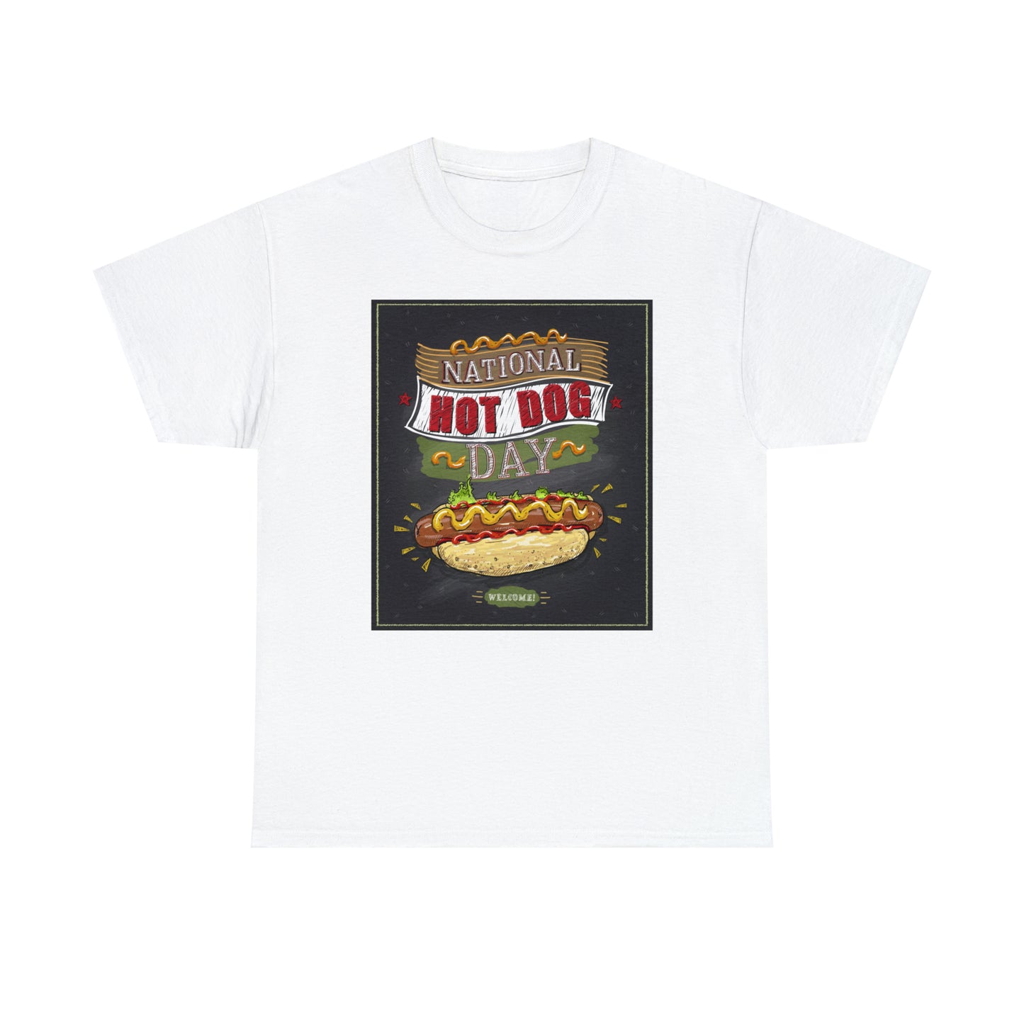 National Hot Dog Day Unisex Heavy Cotton Tee Express Delivery in Continental US