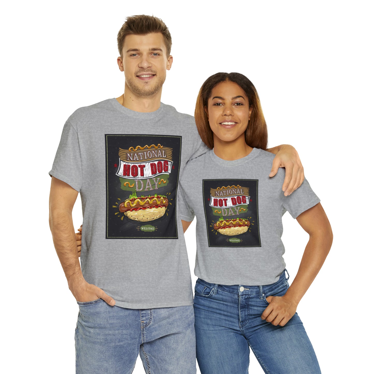 National Hot Dog Day Unisex Heavy Cotton Tee Express Delivery in Continental US