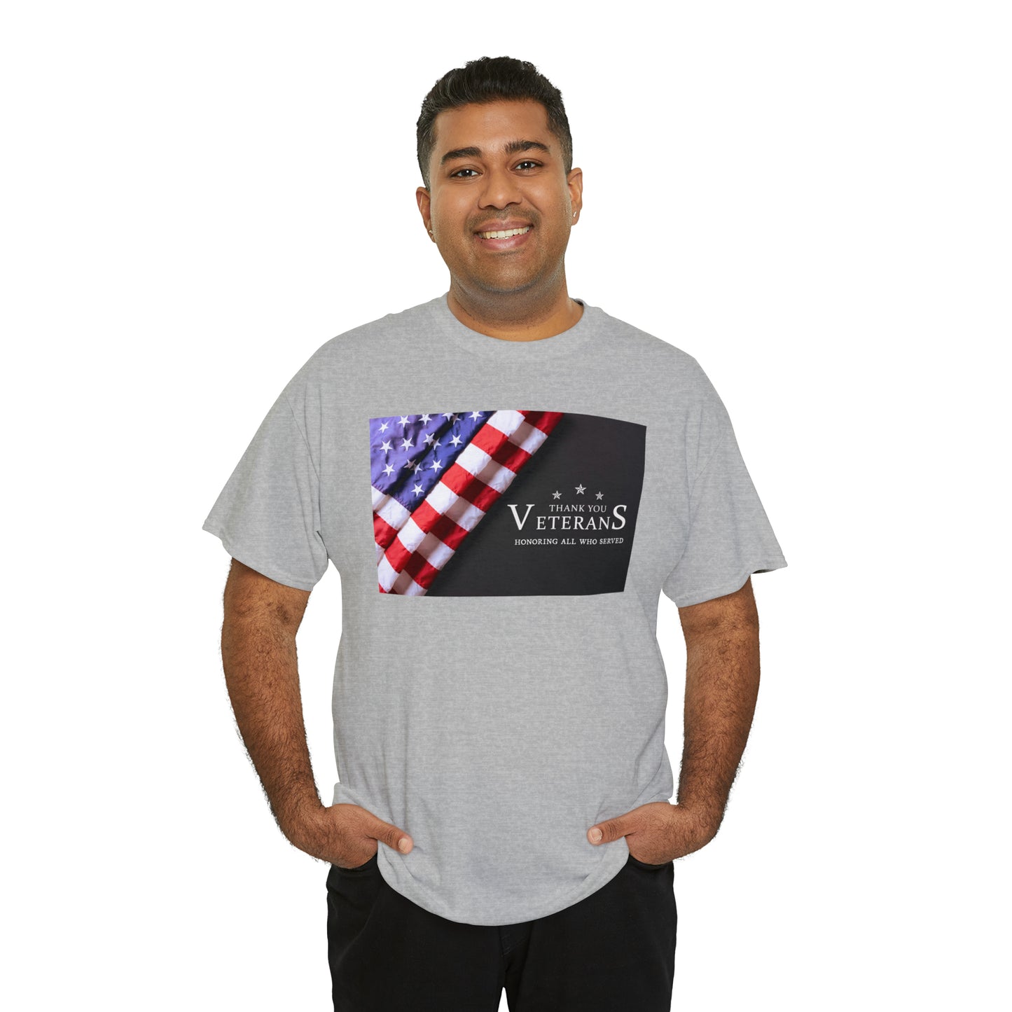 Thank You Veterans-Honoring All Who Served Unisex Heavy Cotton Tee Express Delivery in Continental US