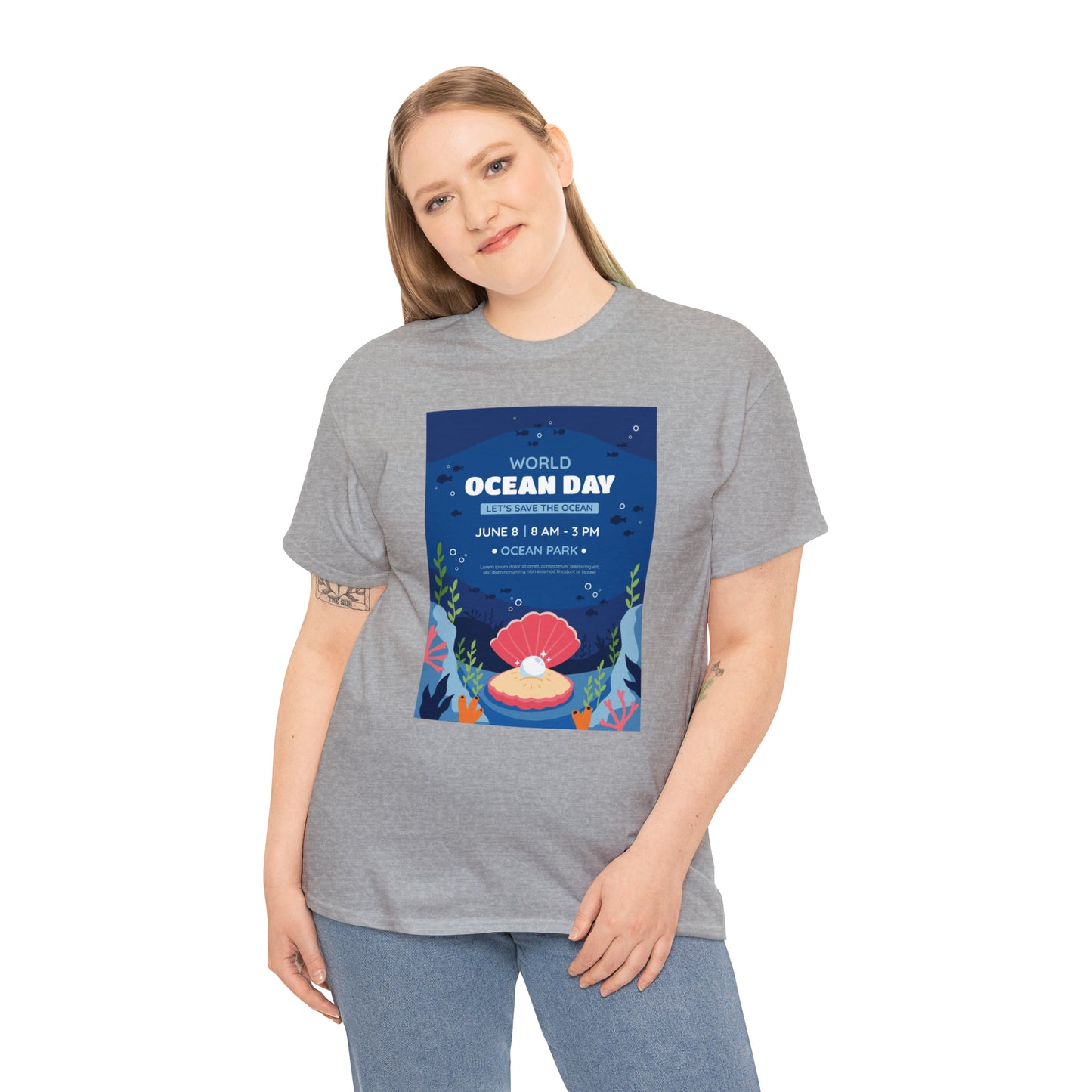 World Ocean Day Unisex Heavy Cotton Tee Express Delivery in Continental US