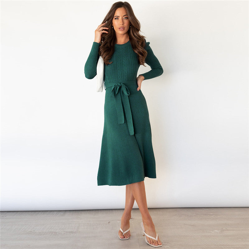 Temperament Was Thin, High-waisted Large-length Dress, Base Sweater Skirt